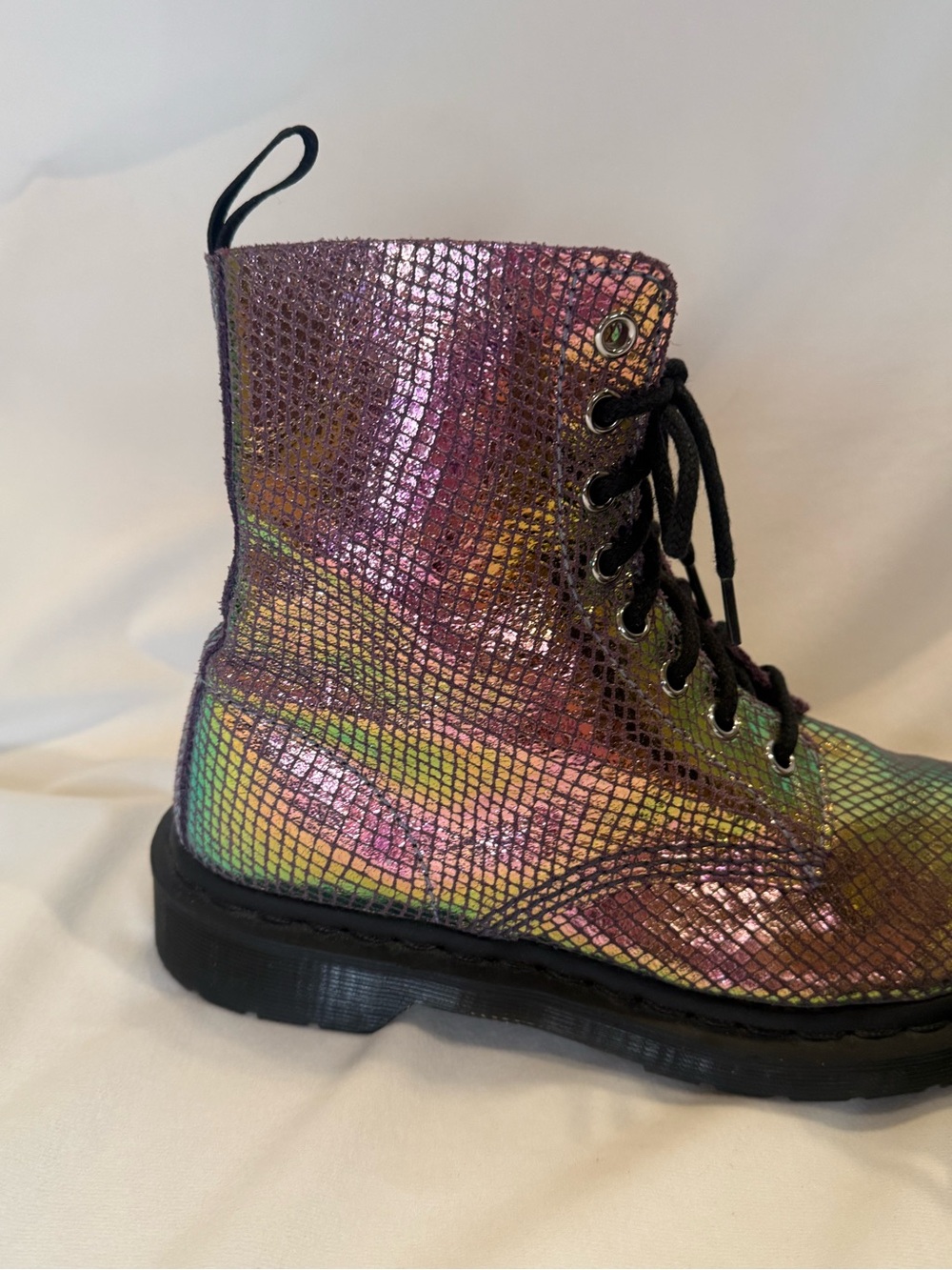 Dr. Martens 1460 Pascal Snake Metallic Suede Iridescent Combat Boot Sz 7 - Picture 6 of 16